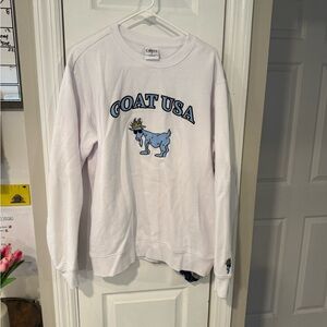 GOAT USA White Sweatshirt with Blue Graphic unisex